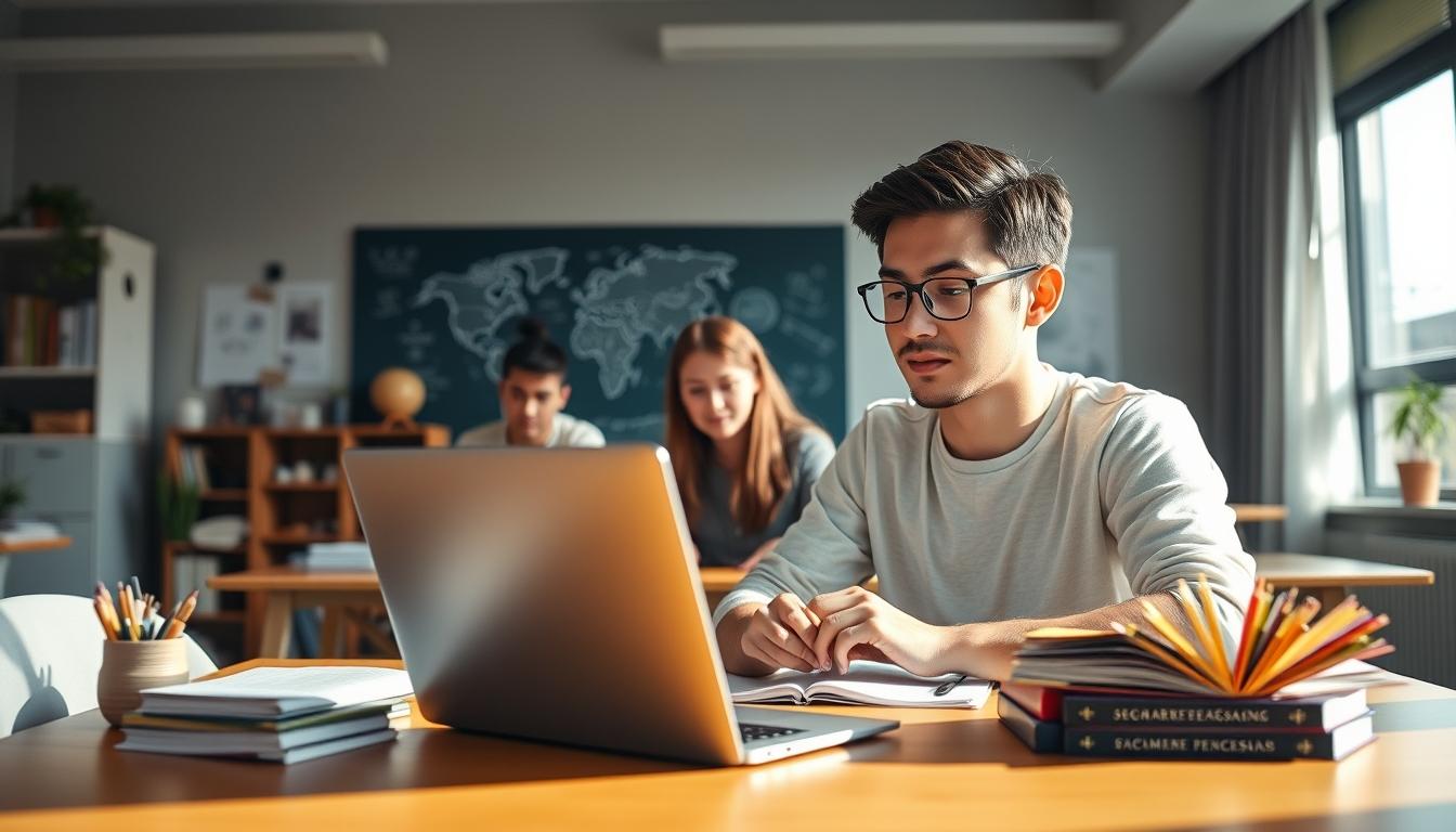 Structured study materials and learning resources on a desk